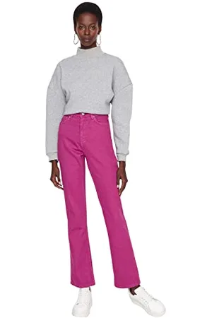 Trendyol Damen Herren Hoher Bund Flared Jeans, , 40 EU