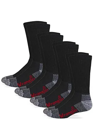 Wrangler Herren Steel Toe Boot Work Crew Cotton Cushion Pair Pack Socken mit Stahlkappe, Baumwolle, gepolstert, 4 Paar, , Large (4er