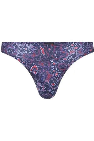 Bruno Banani Herren String - Microscope, Unterhose, Slip, Muster Schwarz/Blau/Rot M