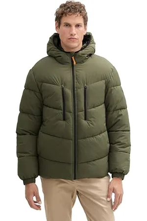 TOM TAILOR Herren 1043792 Winter Puffer-Jacke mit Kapuze, 23802-Urban Olive Green, XXL