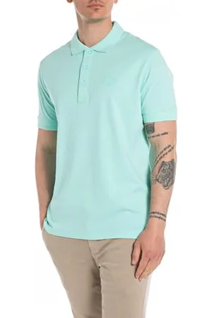 Replay Herren Poloshirt Kurzarm aus Baumwolle, (Türkis), L