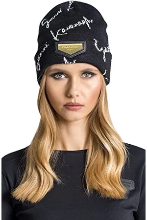 Gianni Kavanagh Damen Black GK Signature Beanie Mütze Hut, , One Size