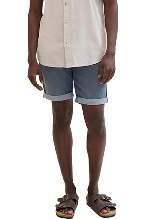 TOM TAILOR Herren Slim Jeans Bermuda Shorts mit Stretch, dark stone blue grey denim, 36