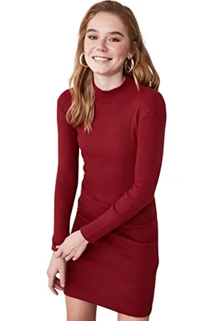 Trendyol Damen Halb-throat-strickkleid Dress, Bordeaux, M EU