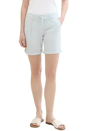 TOM TAILOR Damen Chino Bermuda Shorts , delicate green white stripe, 40