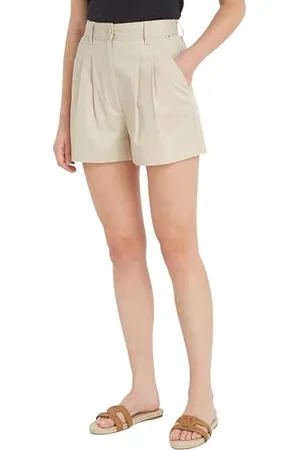 Tommy Hilfiger Damen Shorts Claire Pleated Shorts Kurz, Elfenbein (Newsprint), 31W
