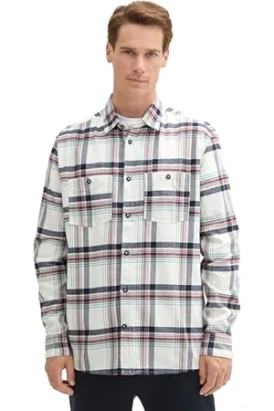 TOM TAILOR Herren 1042641 Comfort Fit Hemd mit Karomuster, 35965-White Herringbone Check, XL