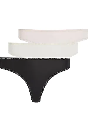Tommy Hilfiger Damen 3er Pack Strings Tangas, Mehrfarbig (Black/Ivory/Pale Pink), M