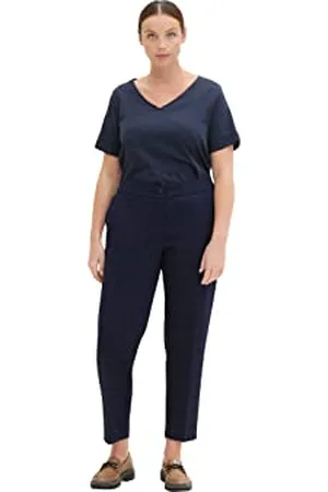 TOM TAILOR Damen Plusize Chinohose mit Karomuster 1034649, , 52