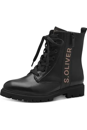 QS by s.Oliver Damen Stiefeletten ohne Absatz zum Schnüren Herbst, (Black), 37 EU