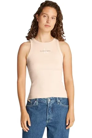 Calvin Klein Damen Tank Top Monologo Rib Skinny Fit, , M