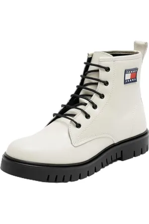 Tommy Hilfiger Damen Mid Boot Stiefel Lace Up Lack, (Ecru), 39