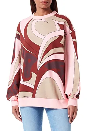 HUGO BOSS Damen Dashimaki 3 Relaxed-Fit Sweatshirt aus angerauter Baumwolle mit Print der Saison Gemustert M