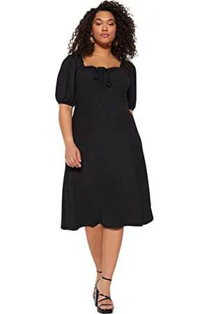 Trendyol Damen Slim Strick A-Linie Relaxed Fit Knit Plus Size Kleid, , 4XL Größen