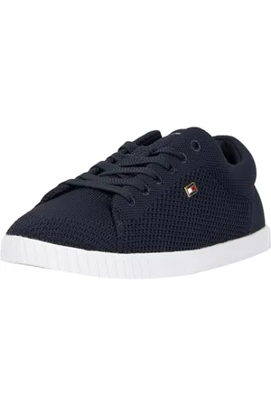 Tommy Hilfiger Damen Strick Sneaker Flag Lace Up Schuhe, Blau (Space Blue), 37