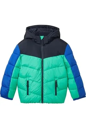 TOM TAILOR Jungen 1038480 Colorblock Puffer Winterjacke mit Abnehmbarer Kapuze, 32262-bright Grass Green, 116-122