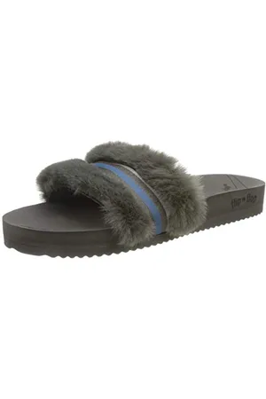flip*flop Pool Fur Sparkle Damen Sandalen, Grau (dark grey 0010), 38 EU