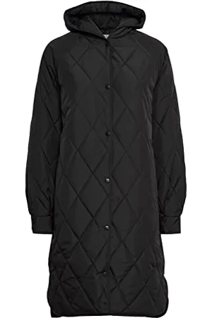 Ichi IHHANSA JA Damen Steppmantel Wintermantel Winterjacke Steppmantel mit Druckknöpfen und Kapuze, Größe:XL, Farbe:
