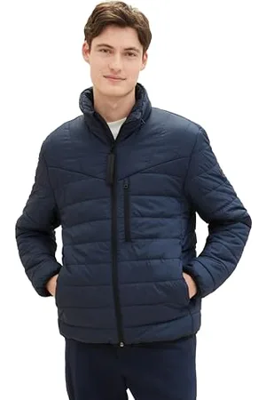 TOM TAILOR Herren Lightweight Steppjacke mit verstaubarer Kapuze im Kragen, , S