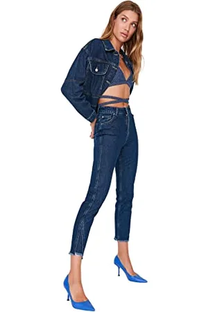 Trendyol Damen Herren Hoher Bund Mom Jeans, , 40 EU