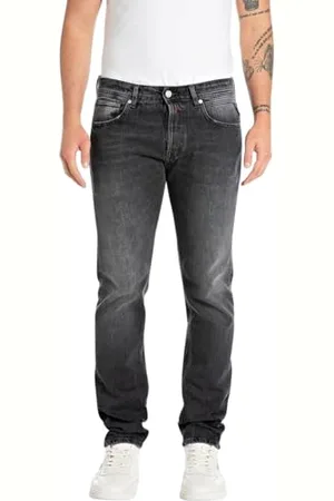 Replay Herren Jeans Grover Straight-Fit Original, Schwarz , 31W / 32L