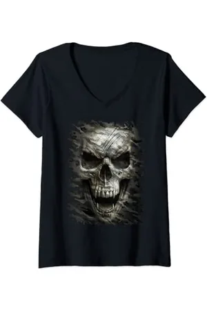 Spiral Damen e Original - Camo Reaper - Gothic Reaper T-Shirt mit V-Ausschnitt