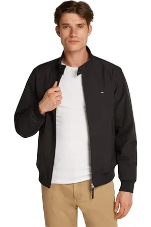 Tommy Hilfiger Herren Windbreaker Jacke Harrington Wasserabweisend, Schwarz (Black), L