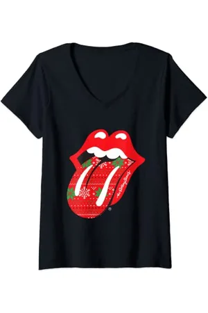 The Rolling Stones T-Shirt V-Ausschnitt Unisex Damen Fans Frühling