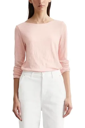 Marc O’ Polo Marc OߴPolo Damen Langarmshirt aus Bio-Baumwolle mit U-Boot-Ausschnitt, Rosa , XL