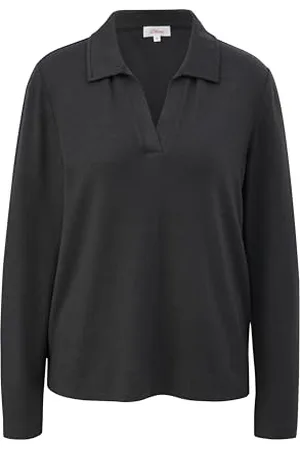 QS by s.Oliver Damen Langarmshirt mit Polokragen Grey, 46