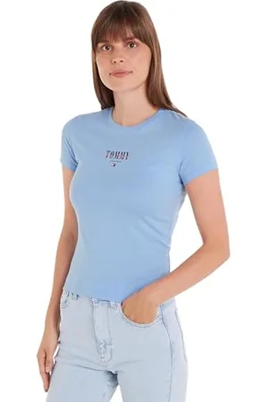 Tommy Hilfiger Damen T-Shirt Kurzarm Slim Rundhalsausschnitt, Blau , 6XL