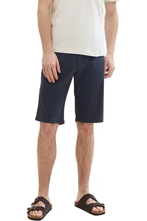 TOM TAILOR Herren Slim Chino Bermuda Shorts mit Stretch, navy structure print, 29