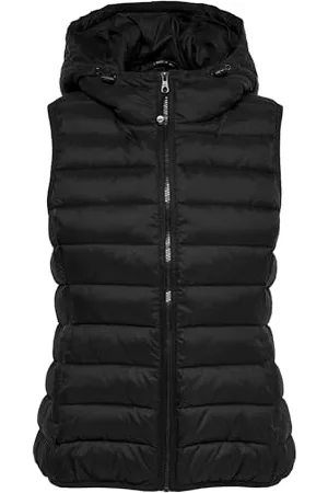 ONLY Damen Puffer Weste | Wattierte Stepp Übergangsjacke mit Kapuze | Basic ohne Ärmel ONLNEWTAHOE, Farben: , Größe:M
