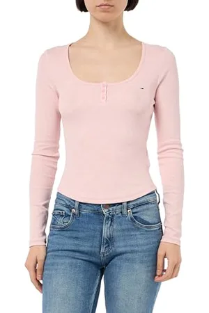 Tommy Hilfiger Damen TJW MELANGE HENLEY LS EXT DW0DW18805, Pink (Ballet Pink Melange), L