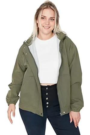Trendyol Damen Damen Große Größen Regular Basic Plain Webstoff Große Größen in Winterjacke Coat, , 46 EU
