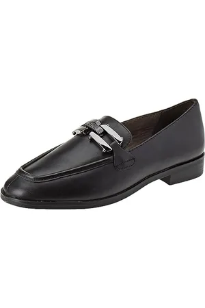QS by s.Oliver Damen Loafer ohne Absatz aus Leder Spitz Schwarz , 40