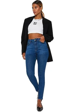 Trendyol Damen Gerade Schlank Normale Taille Jeans