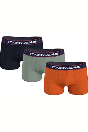 Tommy Hilfiger Tommy Jeans Herren 3er Pack Boxershorts Trunks Unterwäsche, Mehrfarbig (Dsrt Sky/ Faded Olive/ Bonf Orange), S