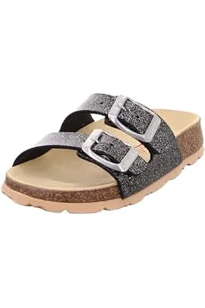 Superfit Mädchen FUSSBETTPANTOFFEL Hausschuhe, SCHWARZ/SILBER 0100