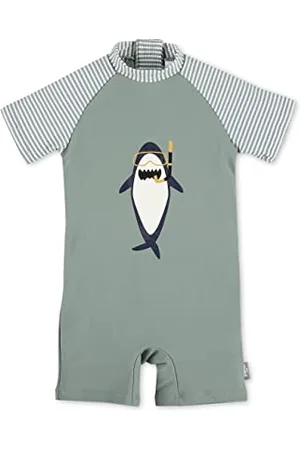 Sterntaler Schwimmanzug Hai - Jungen Badebekleidung - Badeanzug Kurzarm - UV-Schutz 50+ Schwimmanzug mit Windeleinsatz bis Größe 86/92 - Baby und Kinder Bademode - , Größe 80