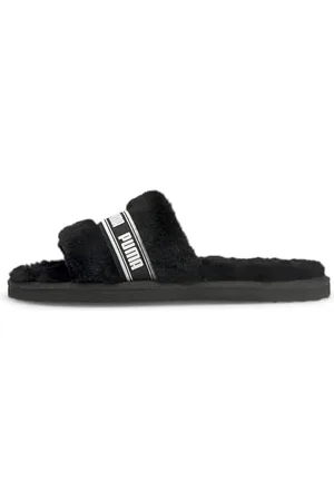 PUMA Damen Fluff Sandal, Black White, 35.5 EU