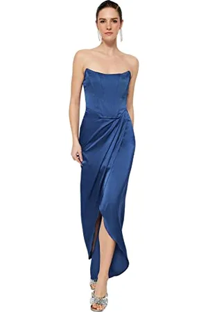 Trendyol Damen Woven Evening Dress Maxi Wrapover Regular Fit gewebtes Abendkleid, , 64