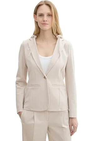 TOM TAILOR Damen 1043185 Blazer mit Kapuze, 12365-Dusty Beige, L