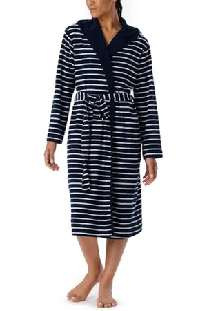Schiesser Damen Bademantel Mit Kapuze Frottee 110 Cm Länge - Baumwolle Gemustert, , S EU