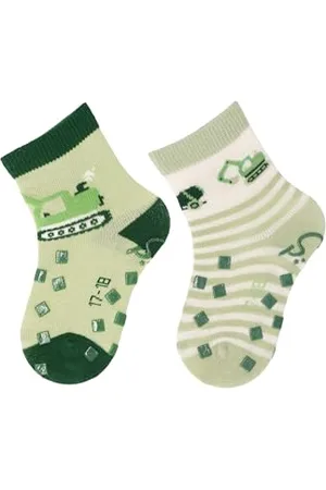 Sterntaler ABS -Krabbelsocken 2er Pack Bagger für Jungen - Babysocken mit Anti -Rutsch -Noppen auf Spann und Sohle - Antirutsch Socken für Babys im Set mit Motiv - , 18