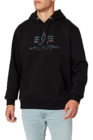 Alpha Industries Herren Basic Hoody Rainbow Ref. Print Kapuzensweat Kapuzenpullover, Black, M
