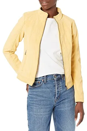 Desigual Womens CHAQ_MAR Kunstlederjacke, Yellow, XS