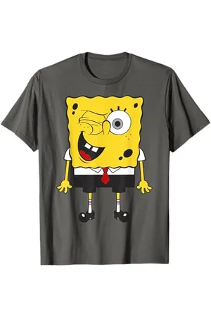 Spongebob SpongeBob Schwammkopf Wink T-Shirt, , S, Unisex, Kurzarm, Klassische Passform, 100% Baumwolle, Cartoon, Casual Cartoon T-Shirt, Klassisch, Erwachsene