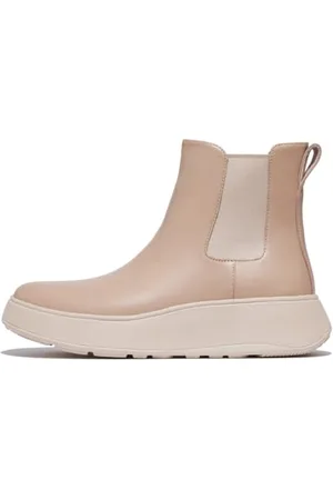 FitFlop Damen F-Mode Leather Flatform Chelsea Boots Stiefel, Beige (Classic Beige), 36 EU