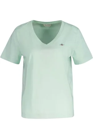 GANT Damen REG Shield SS V-Neck T-Shirt, , X-Small